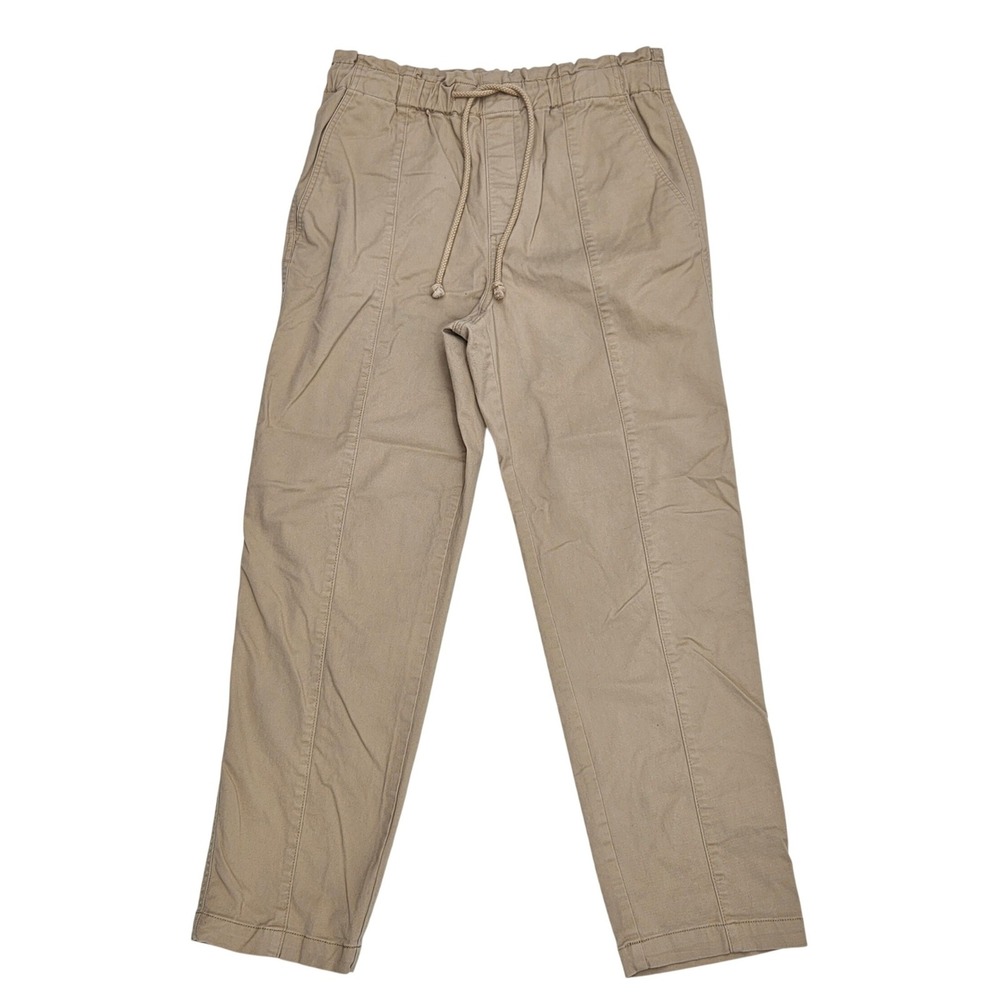 LOFT Women Tan Cropped Utility Pants Drawstring Waist Size‎ Medium